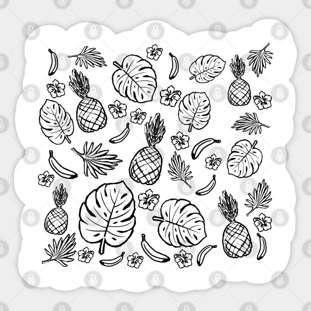 Tropical black and white pattern Sticker by valentinahramov